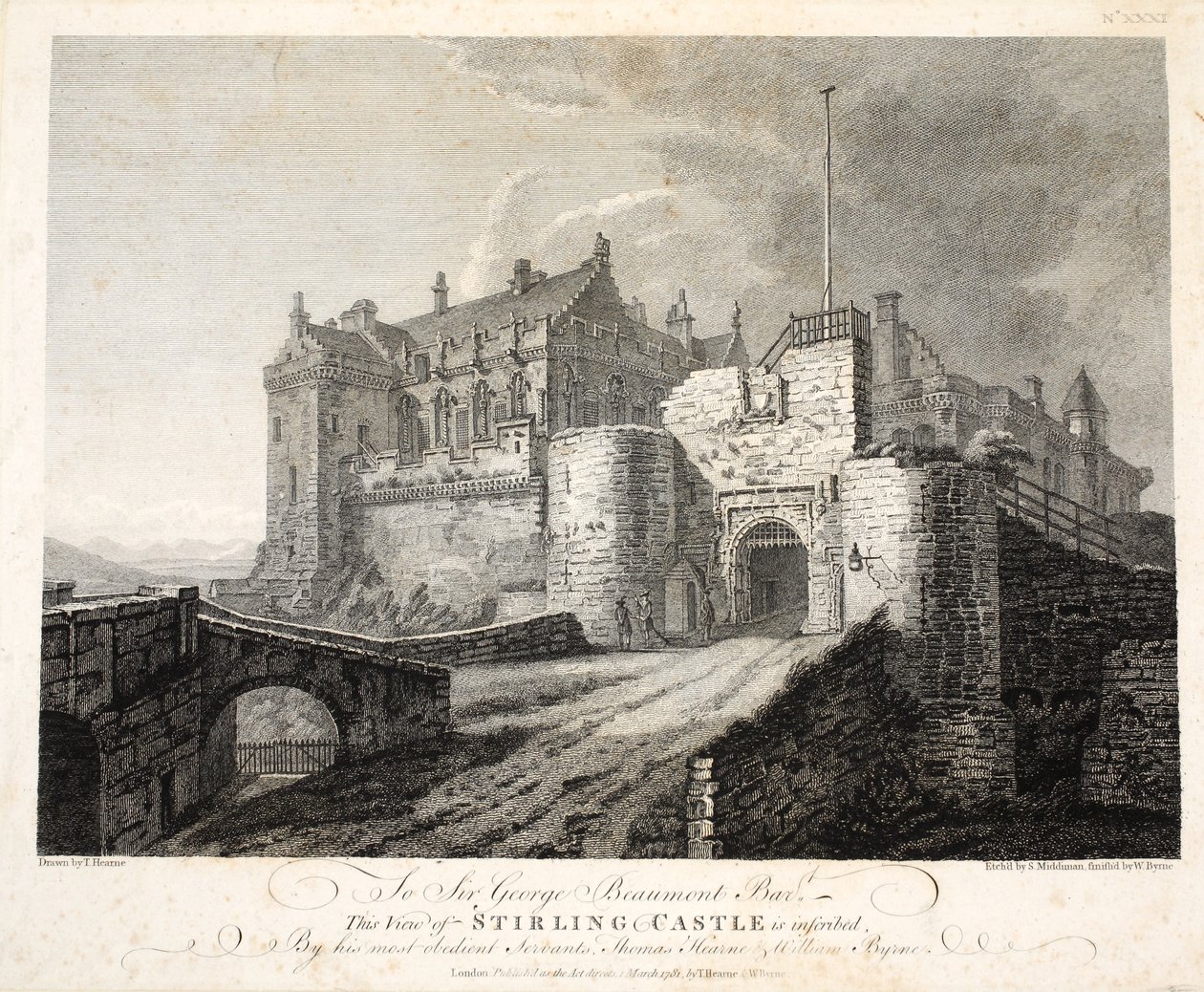 Ansicht von Stirling Castle, graviert von William Byrne, veröffentlicht 1781 von Thomas Hearne