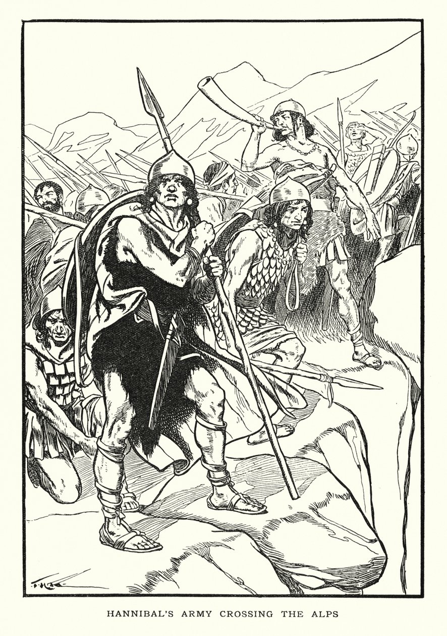 Hannibals Armee überquert die Alpen von Thomas Heath Robinson