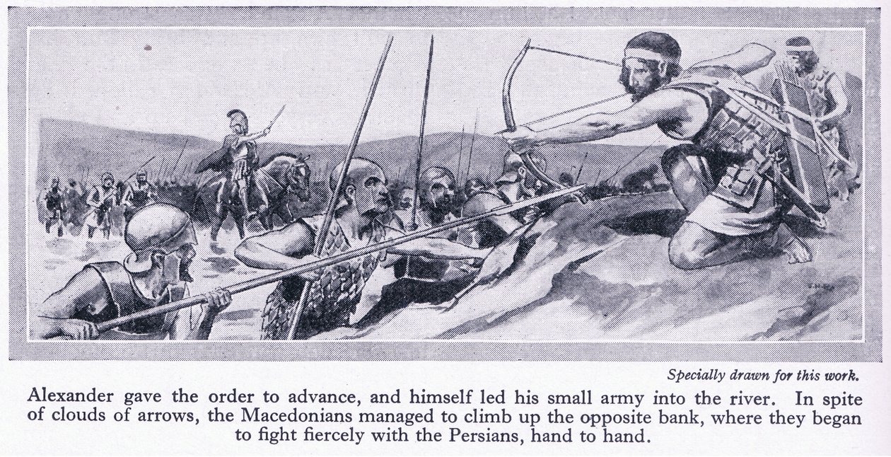 Wie Alexander sein Reich gewann: Darius, König von Persien, sammelte eine große Armee, die 334 v. Chr. von den Makedoniern besiegt wurde von Thomas Heath Robinson