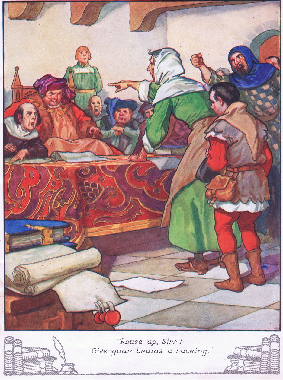 "Aufwachen, meine Herren! Lasst eure Gehirne arbeiten" von Thomas Heath Robinson