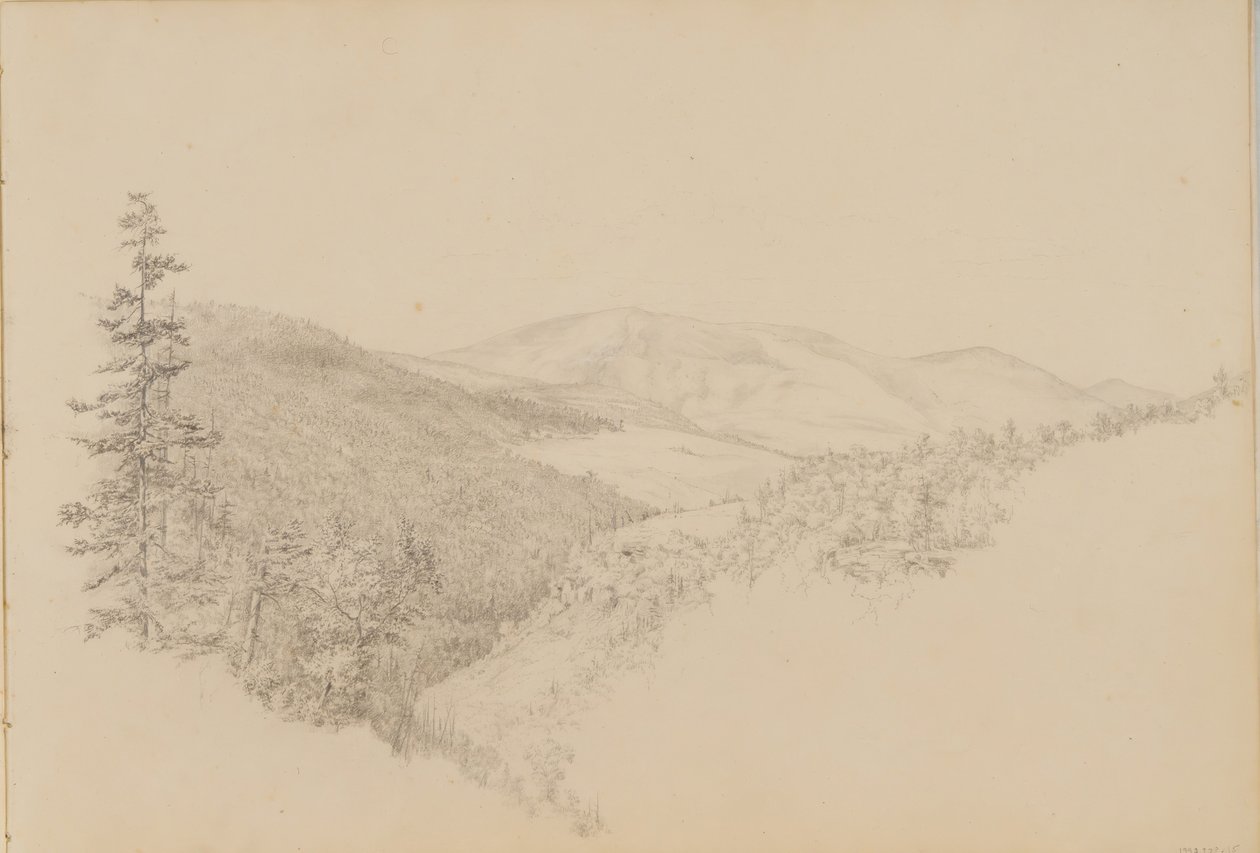 Kauterskill Clove aus dem Skizzenbuch für Landschafts- und Tiermotive, ca. 1860-64 von Thomas Hewes Hinckley