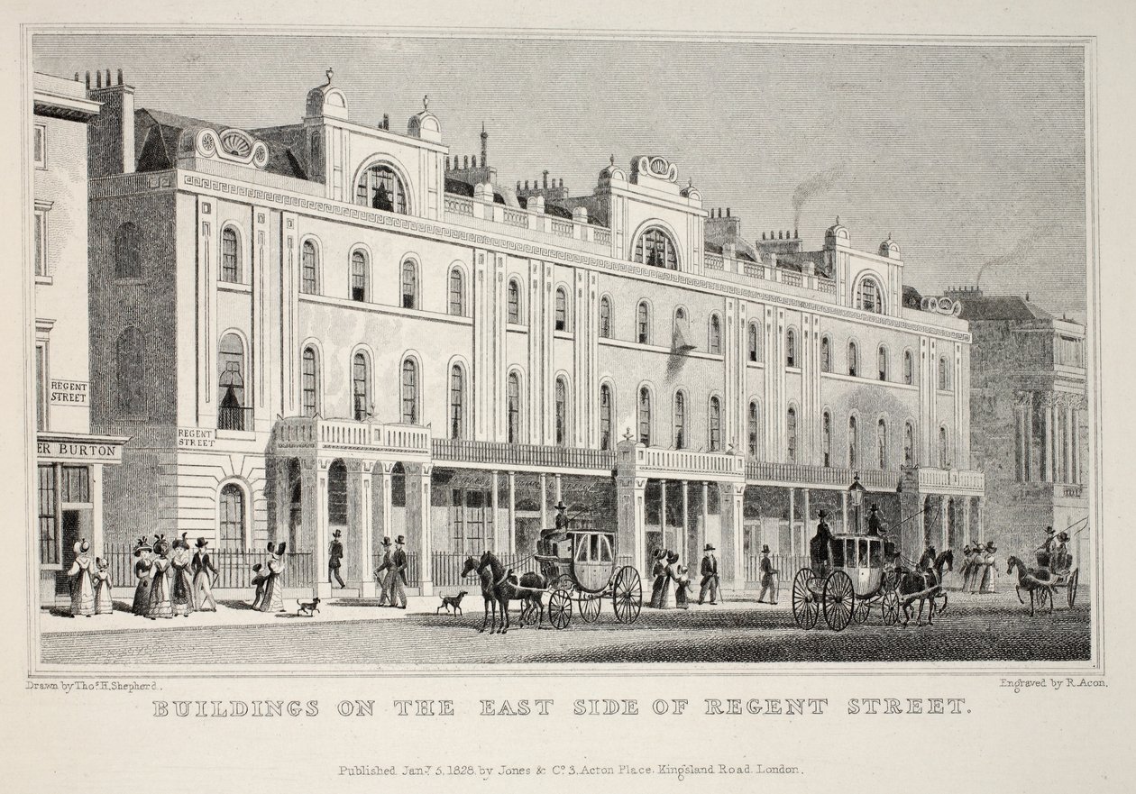 Gebäude auf der Ostseite der Regent Street, aus 
