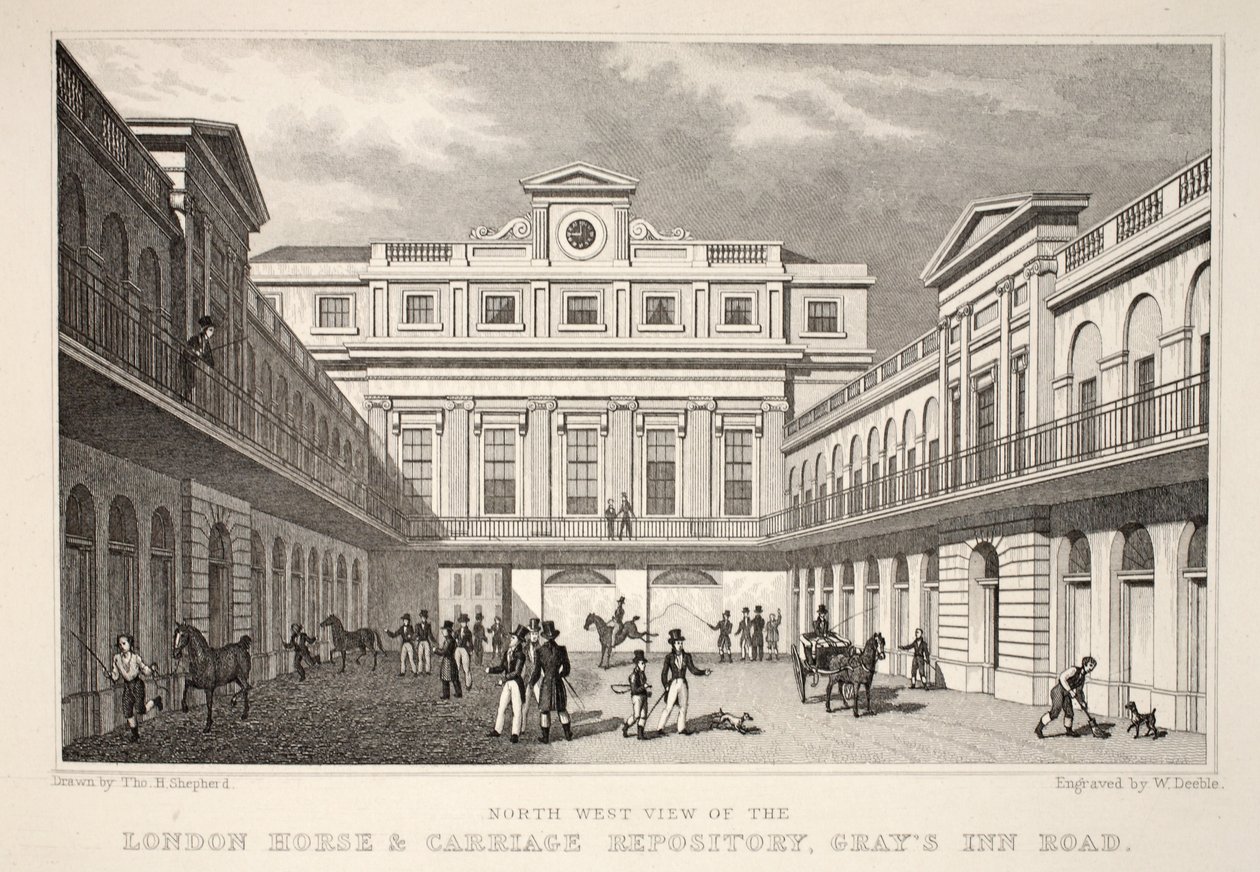 N.W. Ansicht des London Horse and Carriage Repository, Gray