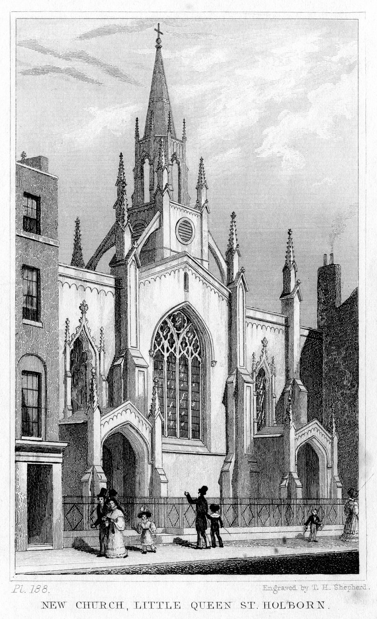 Neue Kirche, Little Queen Street, Holborn, London, 19. Jahrhundert von Thomas Hosmer Shepherd
