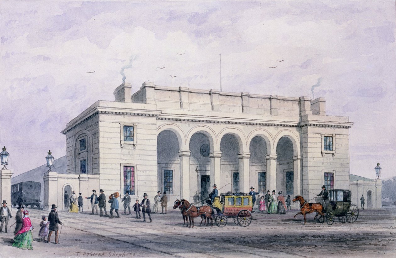 Der Bahnhof der South-Western Railway in Nine Elms Vauxhall, 1856 von Thomas Hosmer Shepherd