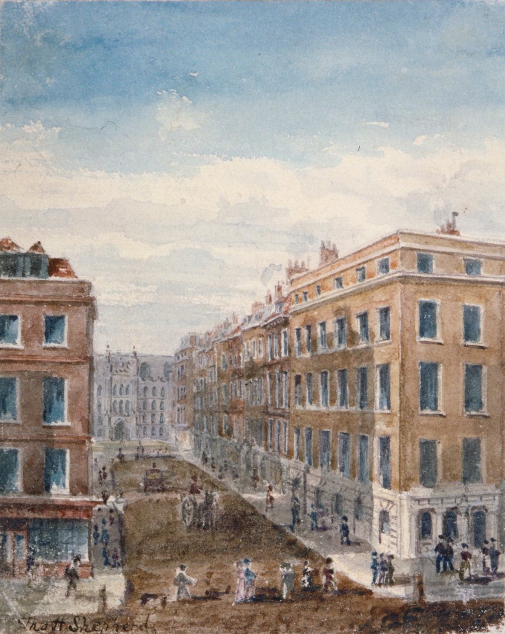 Ansicht der King Street, Blick nach Norden von Cheapside zur Guildhall, City of London von Thomas Hosmer Shepherd