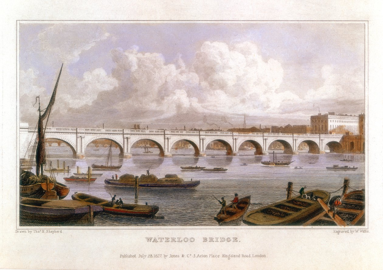 Waterloo-Brücke, London, über die Themse, 1817 von Thomas Hosmer Shepherd