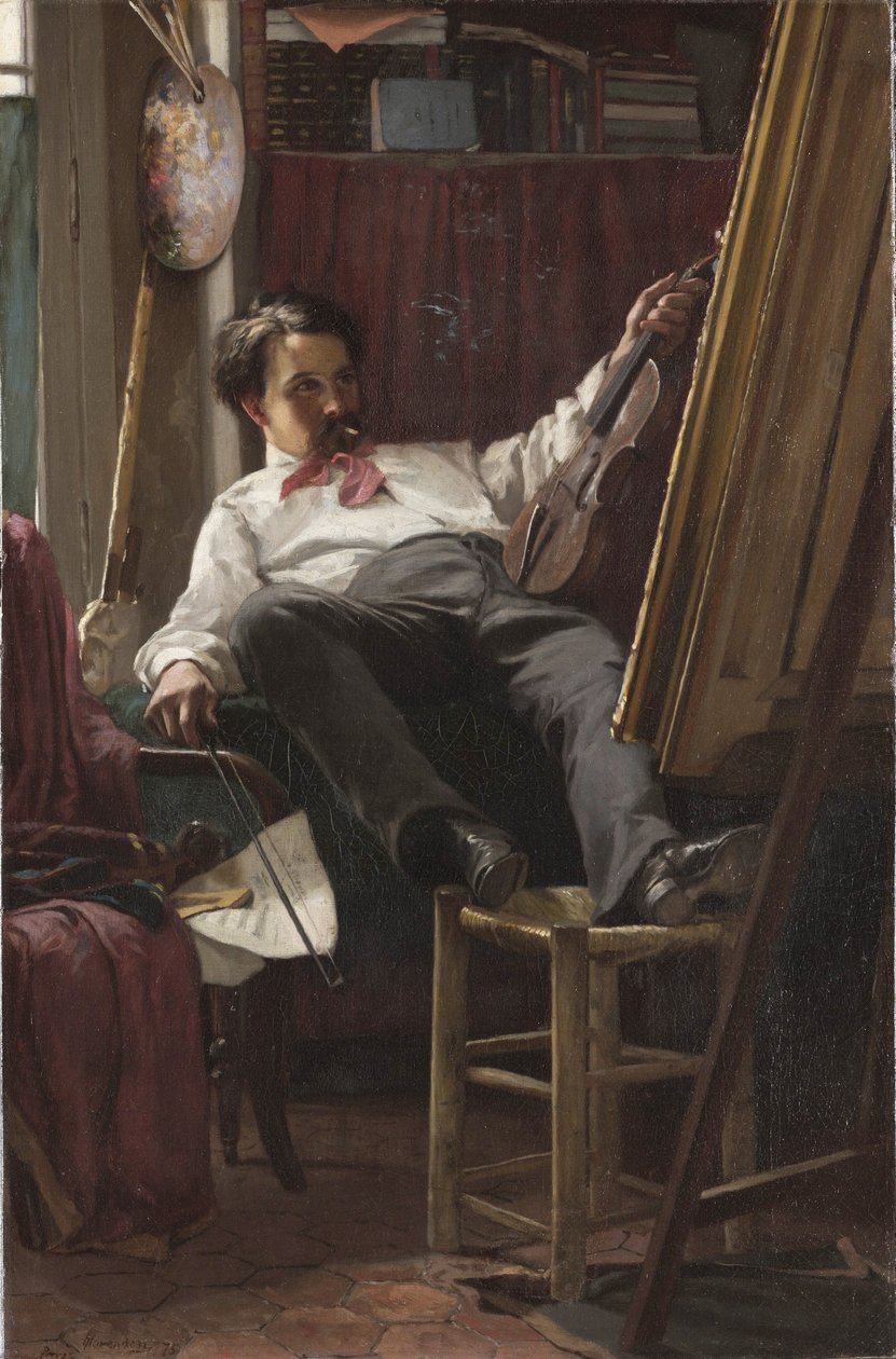 Selbstporträt des Künstlers in seinem Atelier von Thomas Hovenden