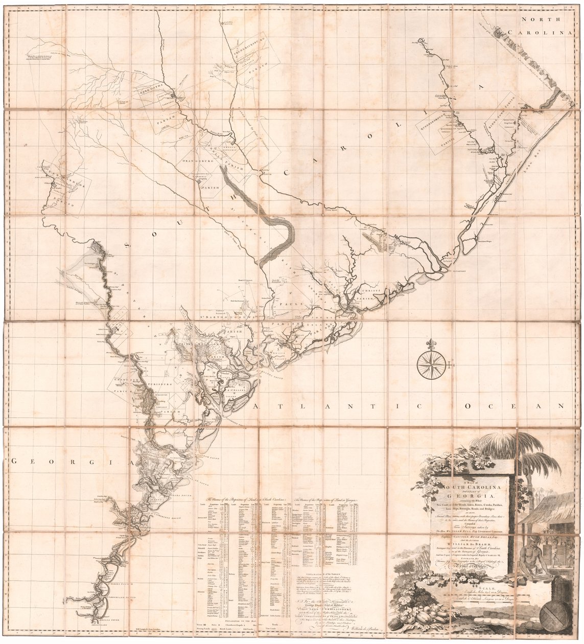 Eine Karte von South Carolina und einem Teil von Georgia von De Brahm von Thomas Jefferys
