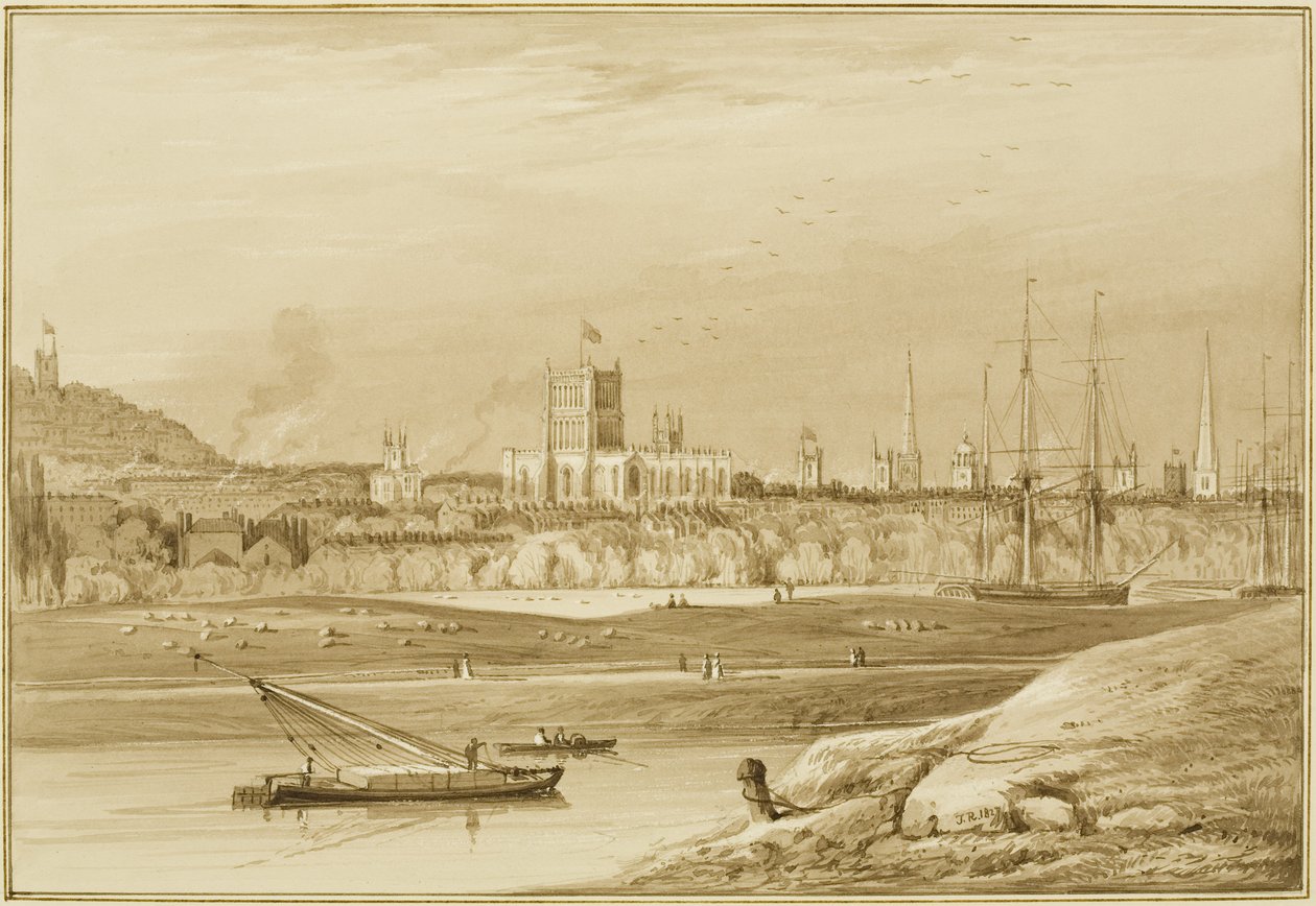 Bristol von der Coronation Road mit Cumberland Road, dem New Cut und einem Blick auf die Kirchen von Bristol von Thomas Leeson the Elder Rowbotham