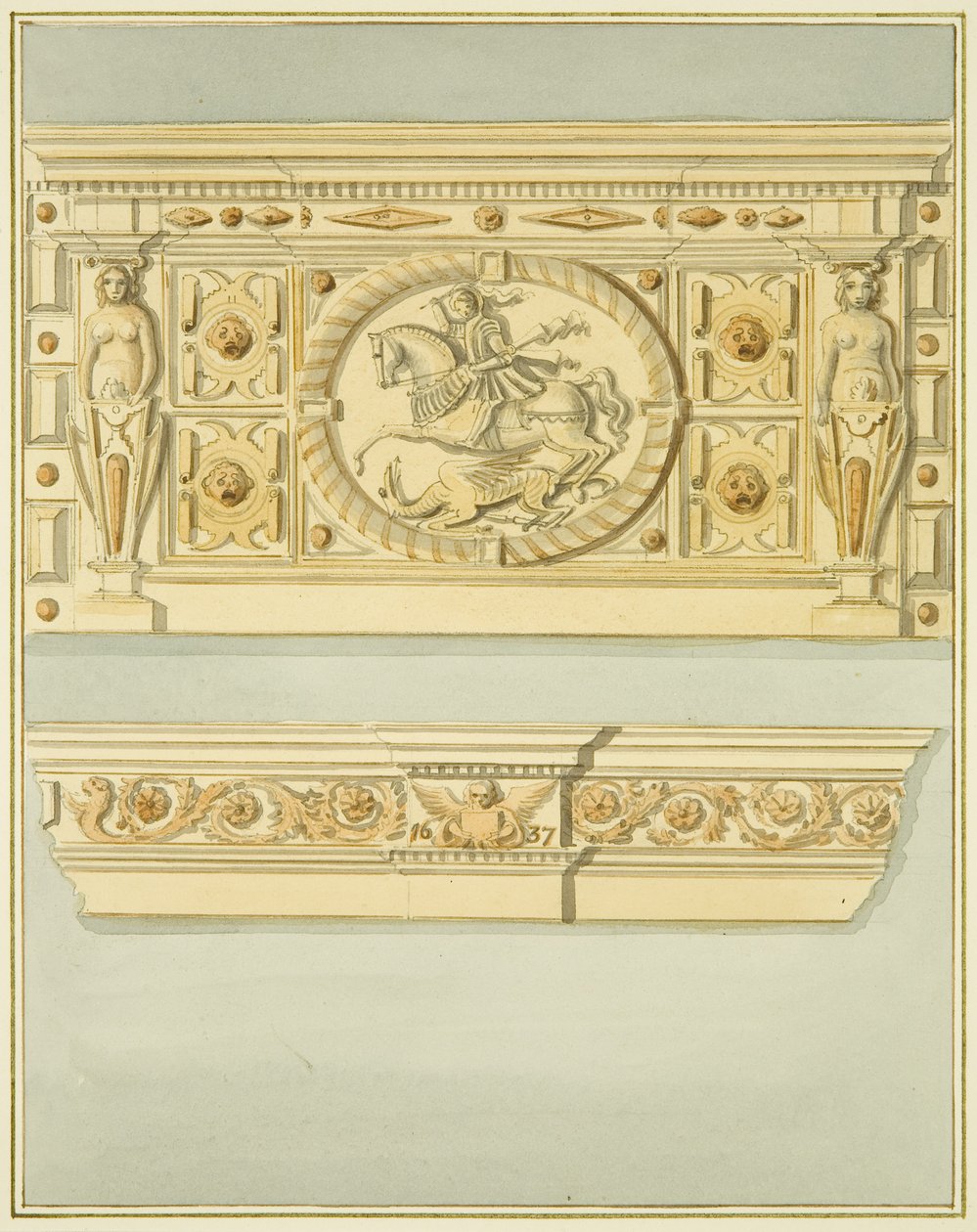Kamin in der Redcliffe Street 6, datiert 1637 von Thomas Leeson the Elder Rowbotham