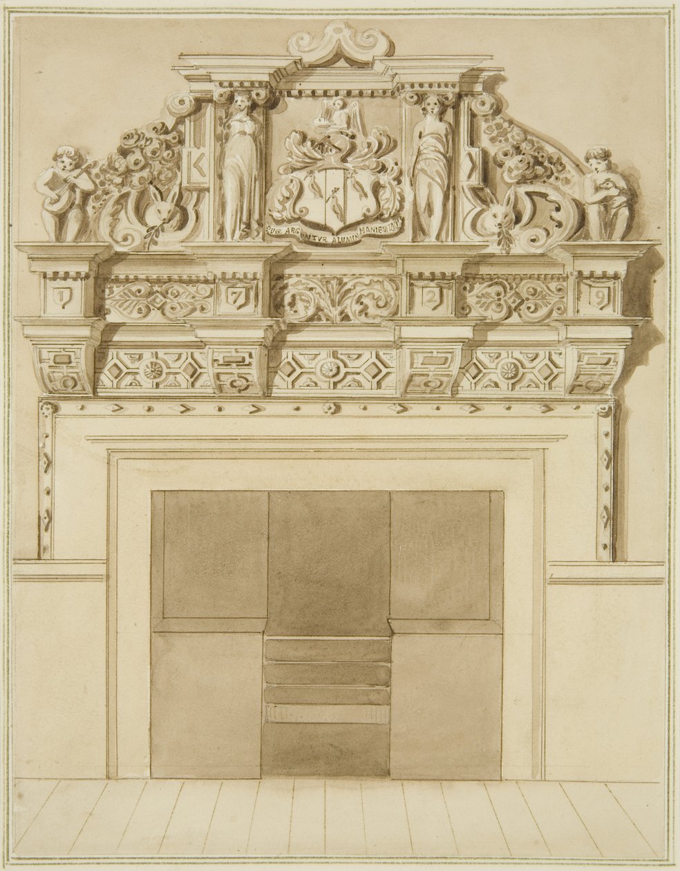 Kaminstück datiert 1729, in der Redcliffe Street 139 von Thomas Leeson the Elder Rowbotham