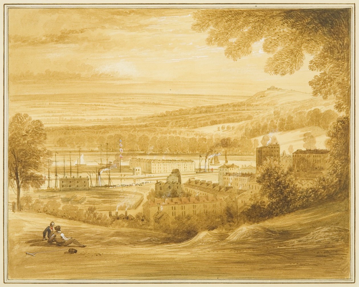 Cumberland Basin gesehen vom Feld nahe der Clifton Kirche von Thomas Leeson the Elder Rowbotham
