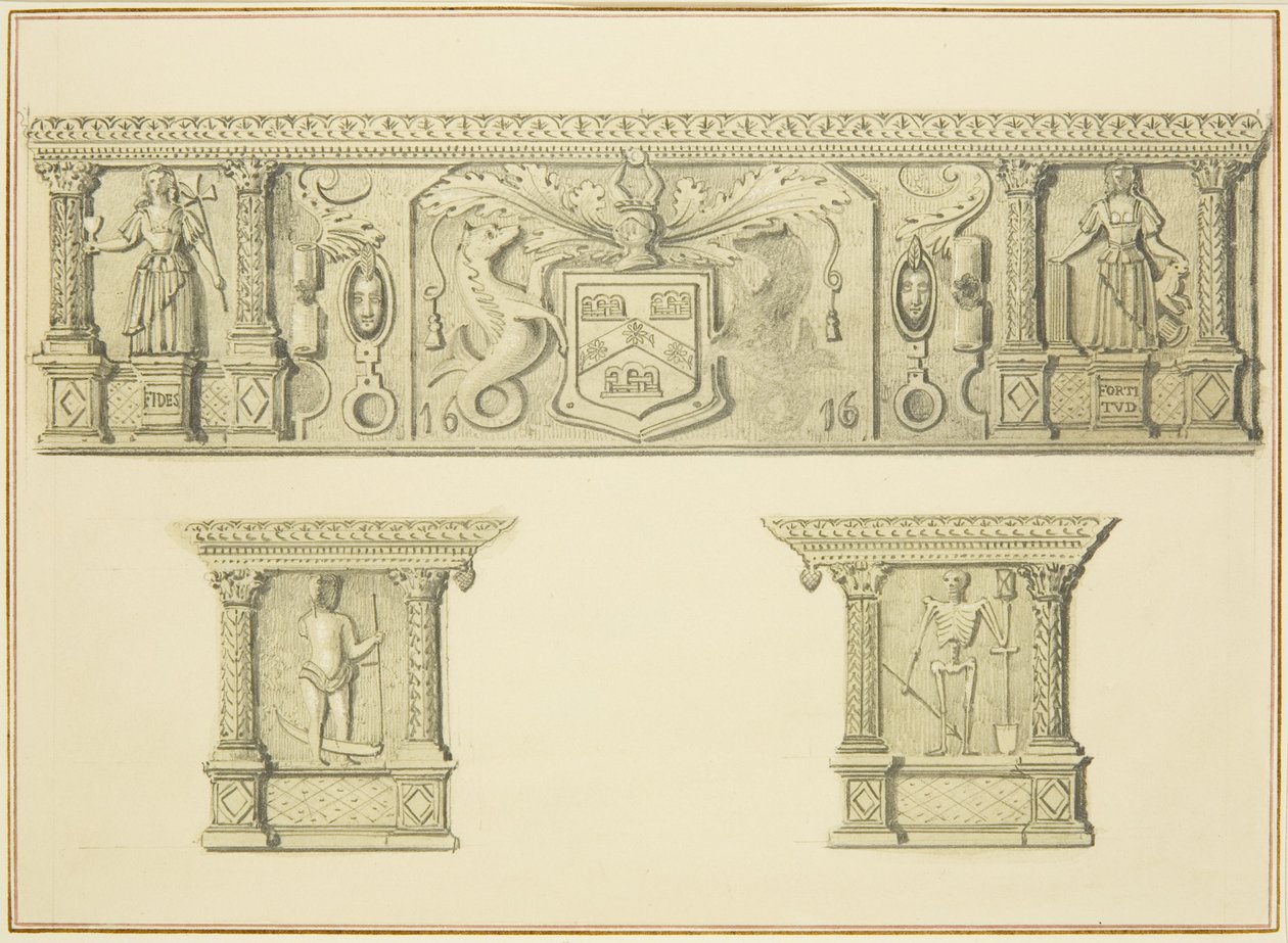 Fries auf dem Kaminsims in der Broad Street 15 von Thomas Leeson the Elder Rowbotham
