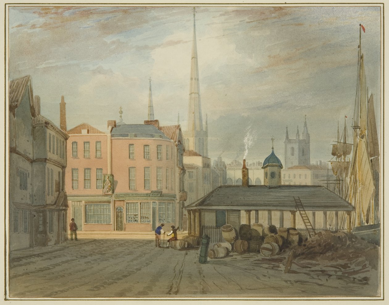 Nordostende der King Street, zeigt den walisischen Markt von Thomas Leeson the Elder Rowbotham
