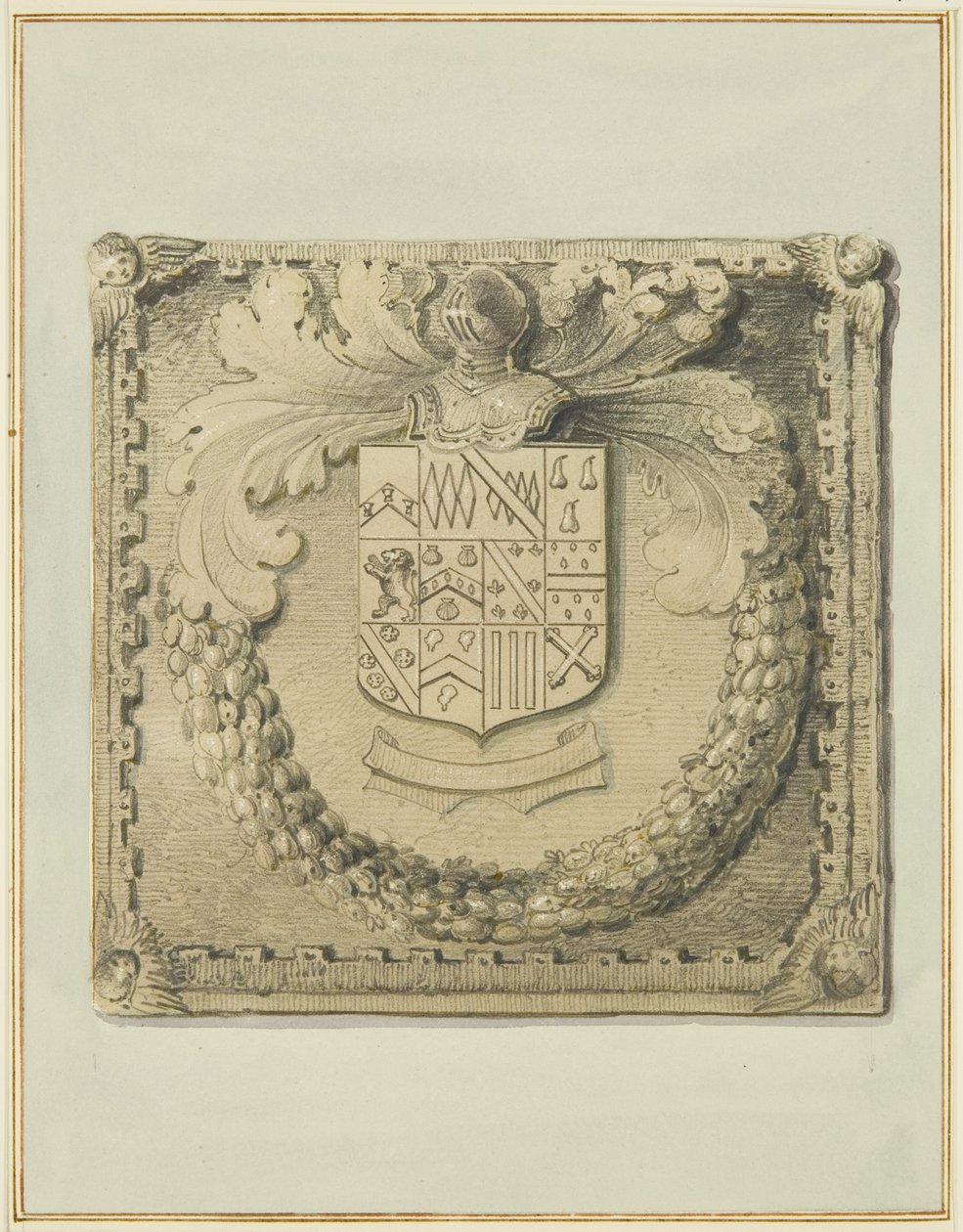 Steinernes Wappen über der Nordtür von Barr