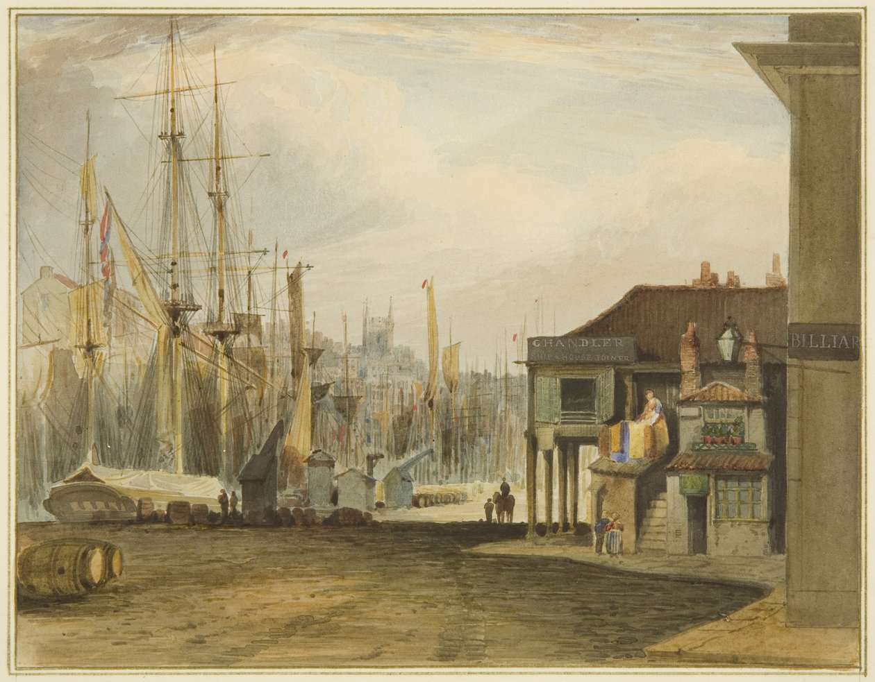 Der Kai, Blick nach Norden, mit der alten Kornbörse von Thomas Leeson the Elder Rowbotham