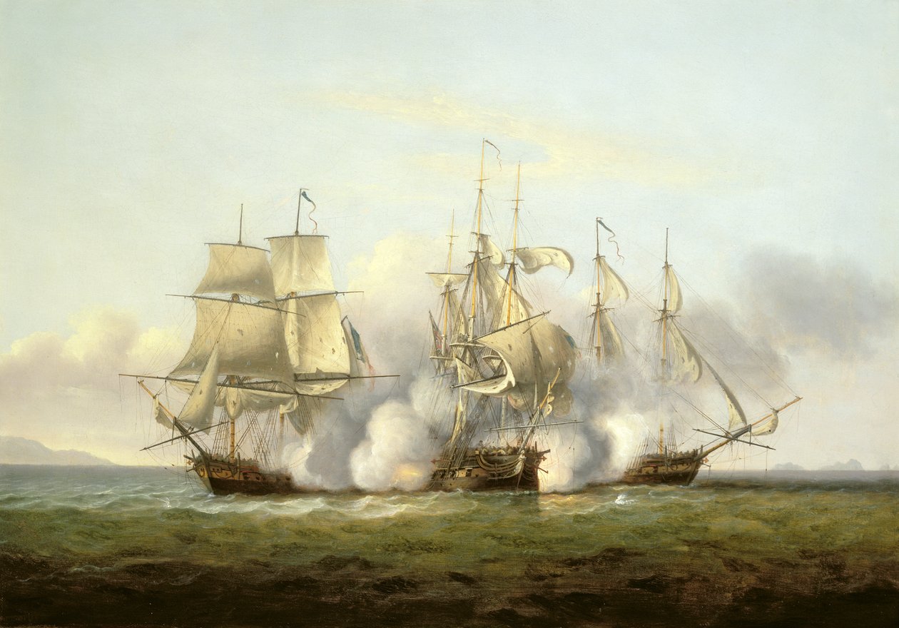 HMS Gore im Gefecht mit den französischen Briggs 