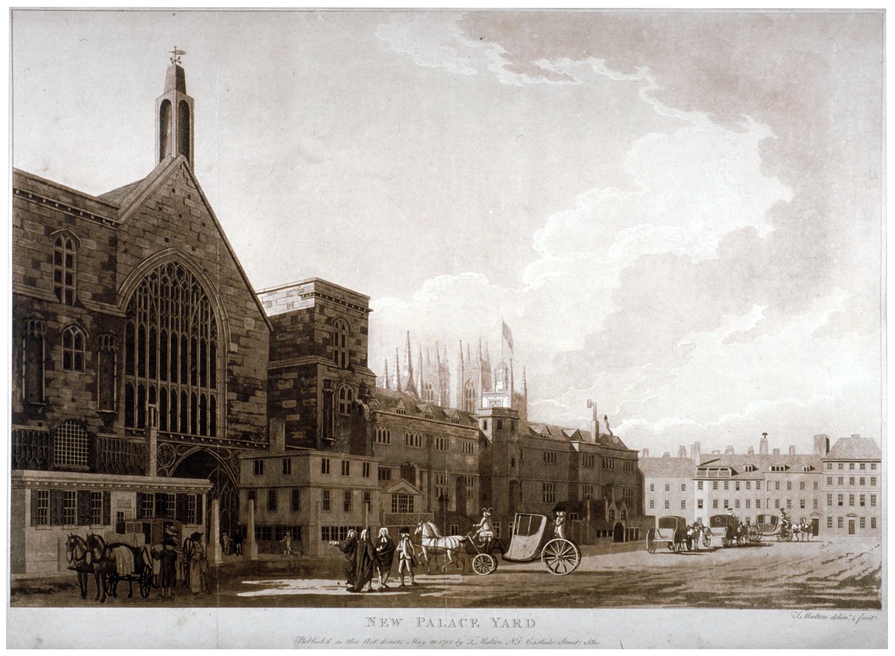 New Palace Yard und der Eingang zur Westminster Hall, London, 1782 von Thomas Malton II