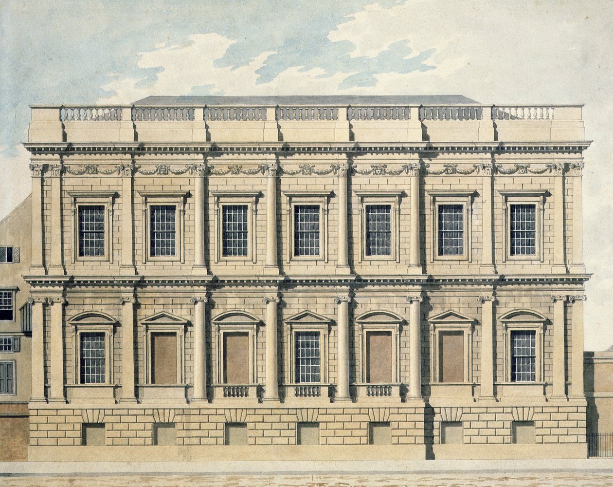 Ansicht des Banketthauses in Whitehall, Westminster, ca. 1790 von Thomas Malton Jnr.