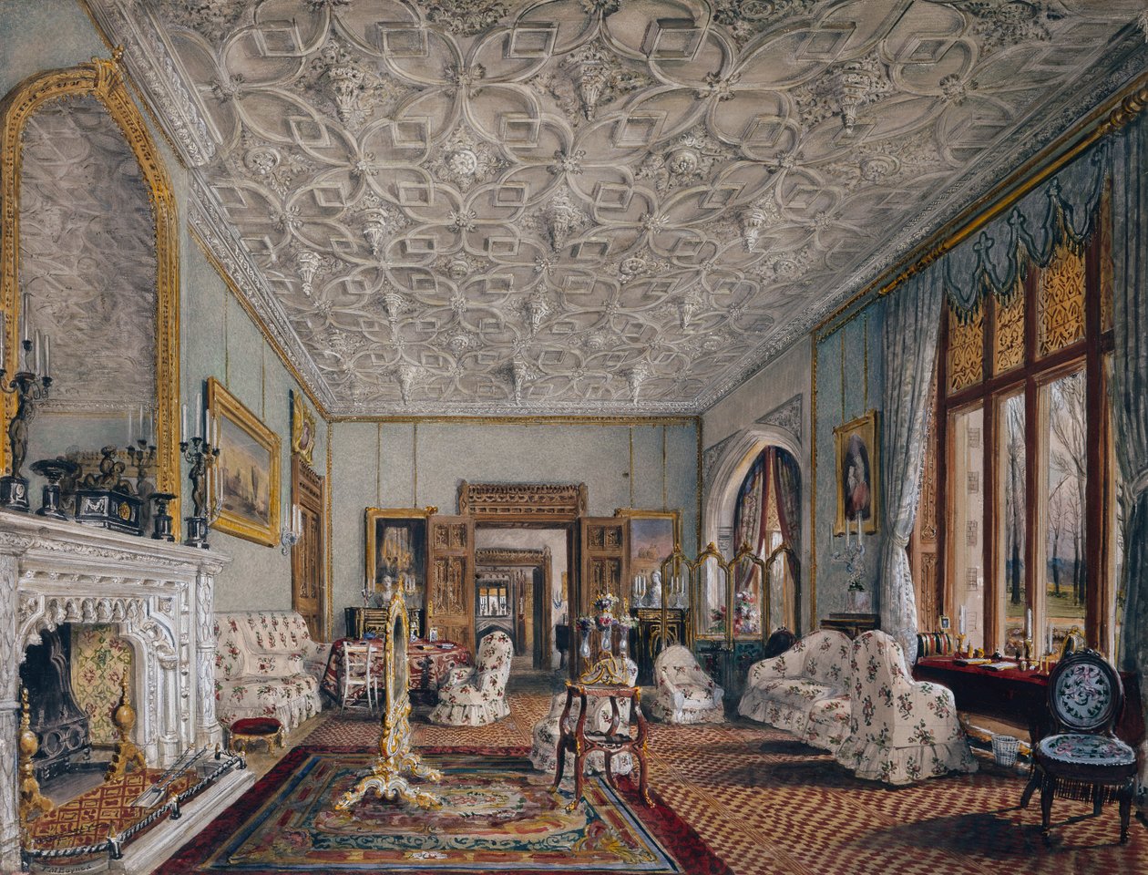 Salon im gotischen Stil, ca. 1850 von Thomas Mann Baynes