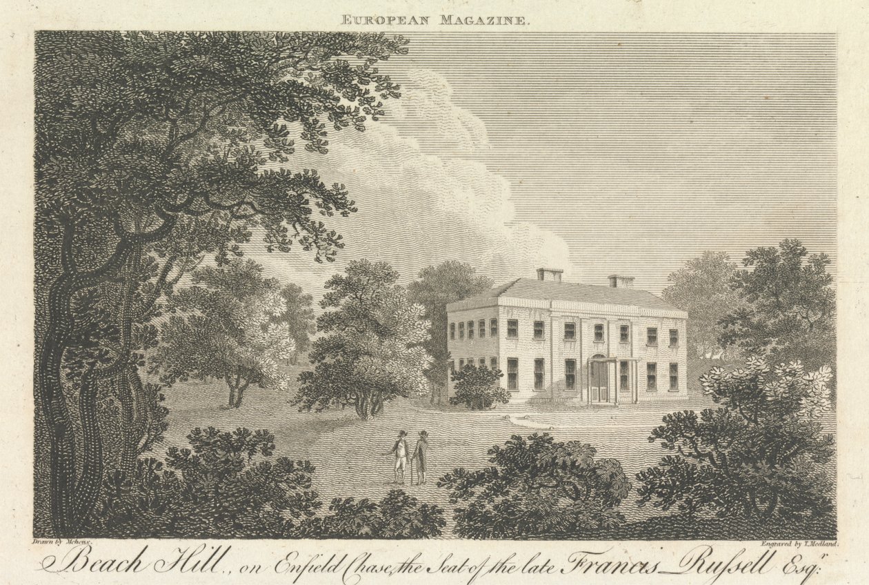 Beach Hill, auf Enfield Chase, der Sitz des verstorbenen Francis Russell, Esquire, Außenbezirk - Norden von Thomas Medland