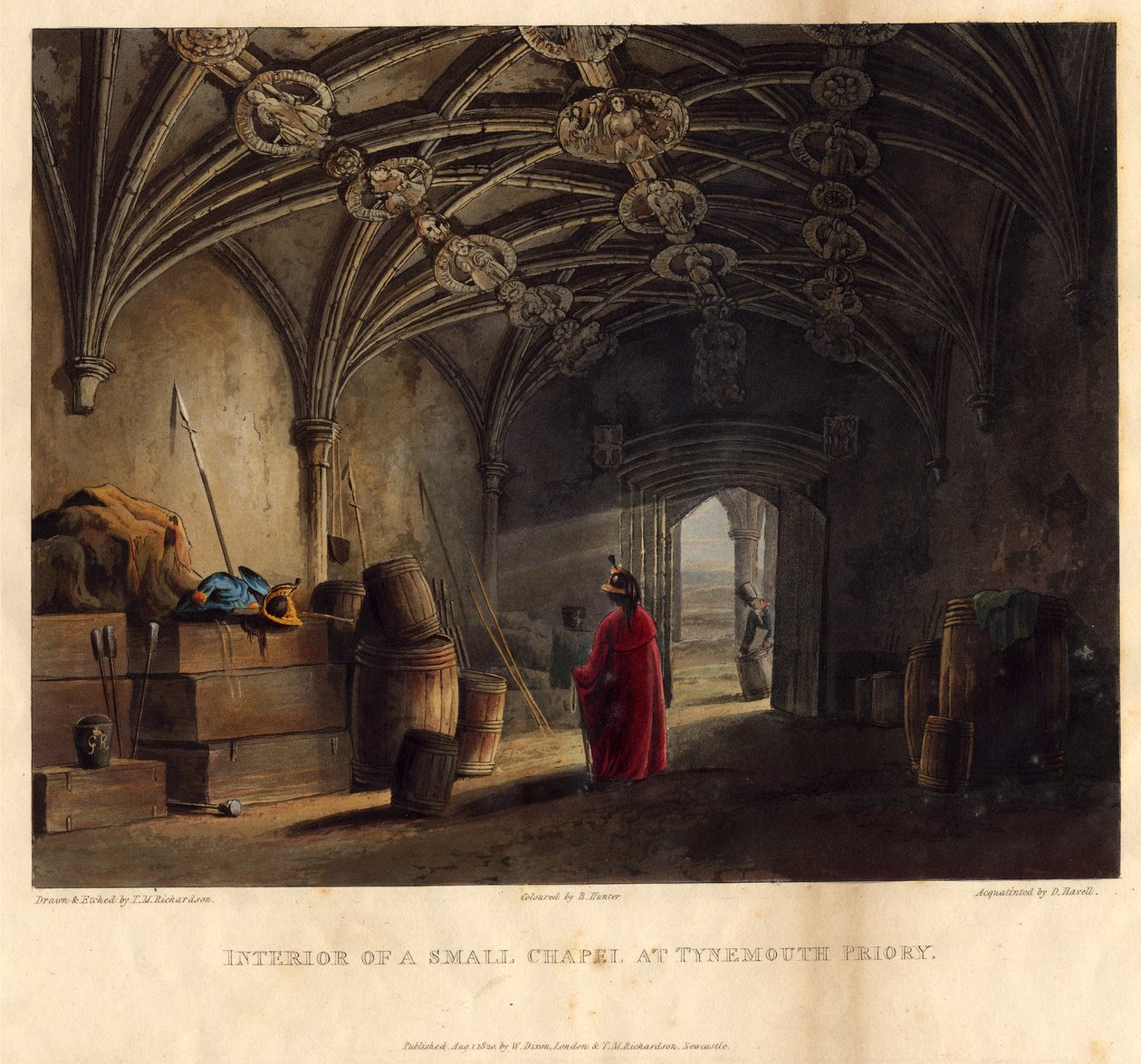 Innenraum einer kleinen Kapelle im Tynemouth Priory, 1820 von Thomas Miles Richardson