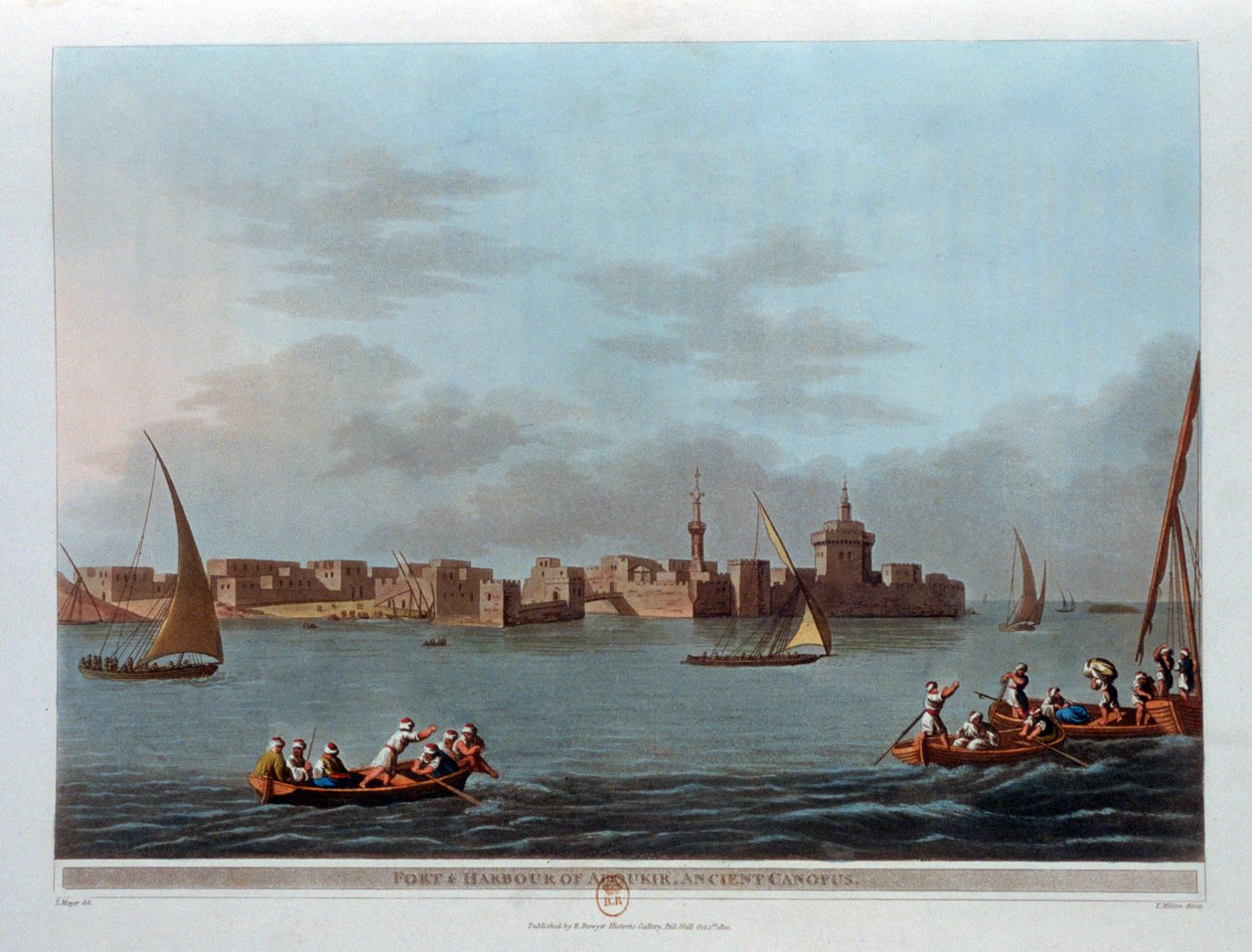 Festung und Hafen von Aboukir, Antikes Kanopus, Ägypten, 1801 von Thomas Milton
