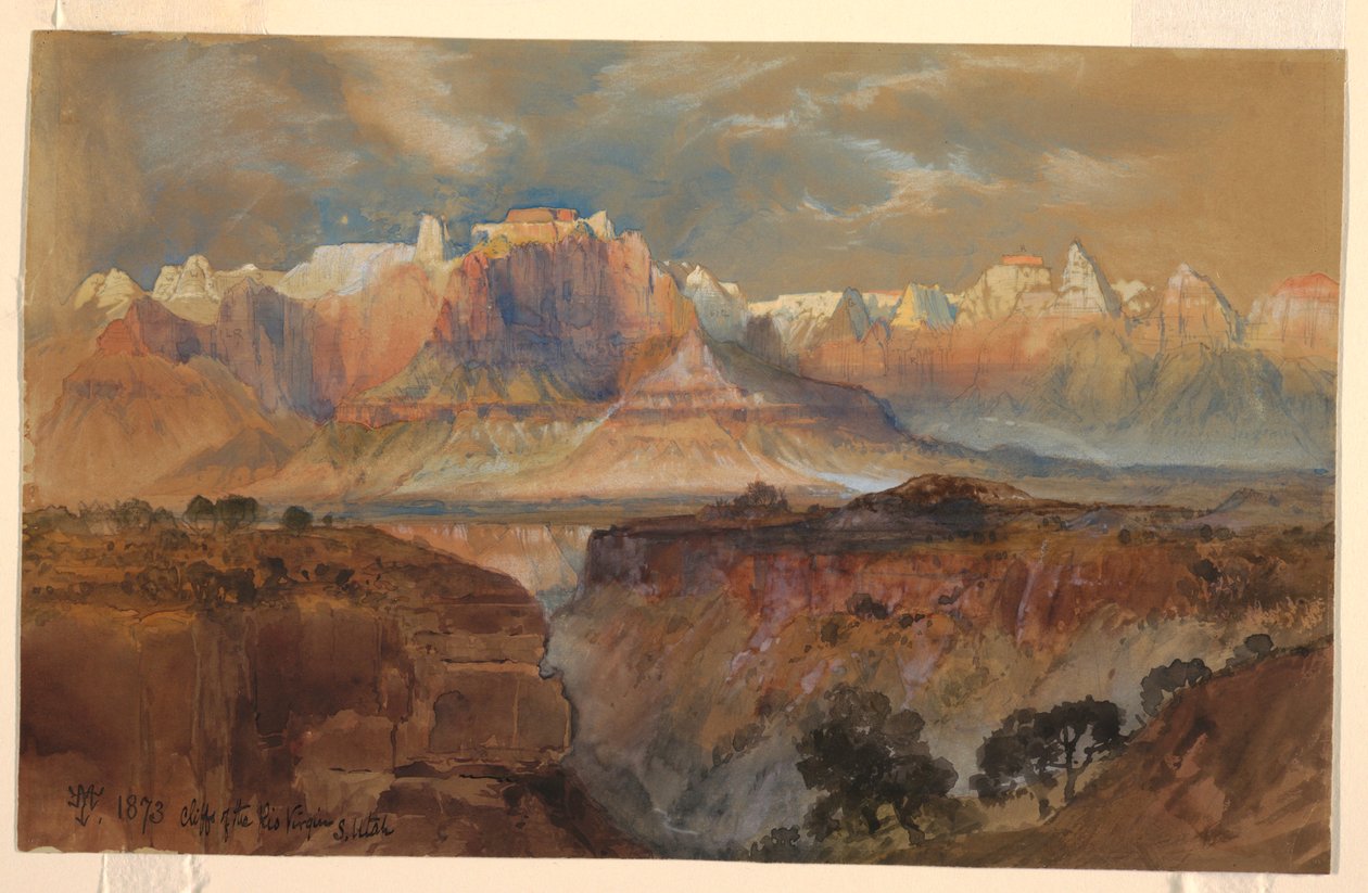 Klippen des Rio Virgin, Süd-Utah, 1873 von Thomas Moran