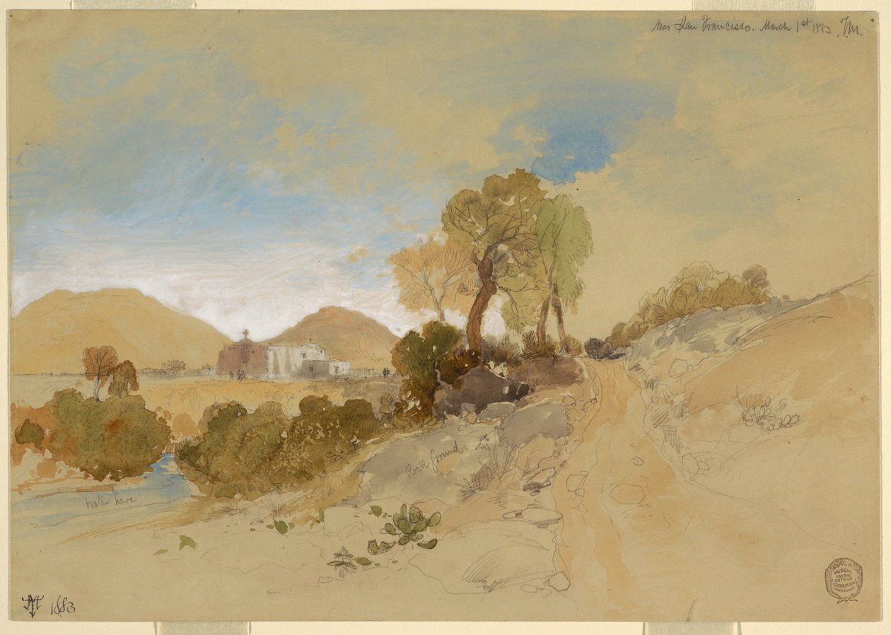 Zeichnung, In der Nähe von San Francisco, Mexiko, 1. März 1883 von Thomas Moran
