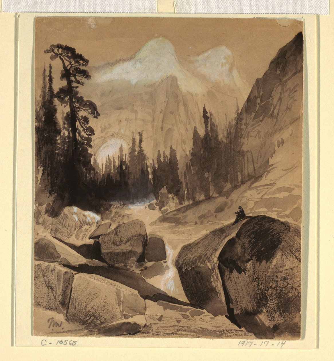 Zeichnung, Der Norddom, Yosemite, Kalifornien, 1872 von Thomas Moran