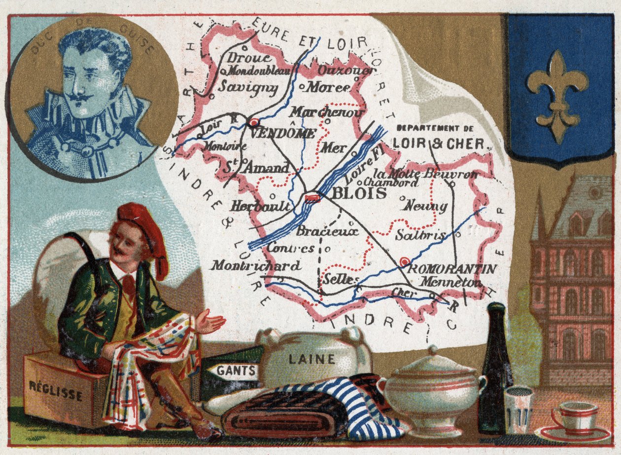 Loir-et-Cher, Centre, Frankreich. Liquisse, Handschuhe und Wolle. Serie über die französischen Departements, um 1920 von Thomas & Mortimer John Hamilton (1741-79) Jones