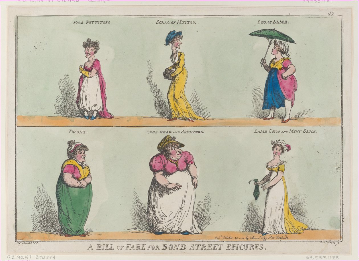 Eine Speisekarte für Feinschmecker von Bond Street!! von Thomas Rowlandson
