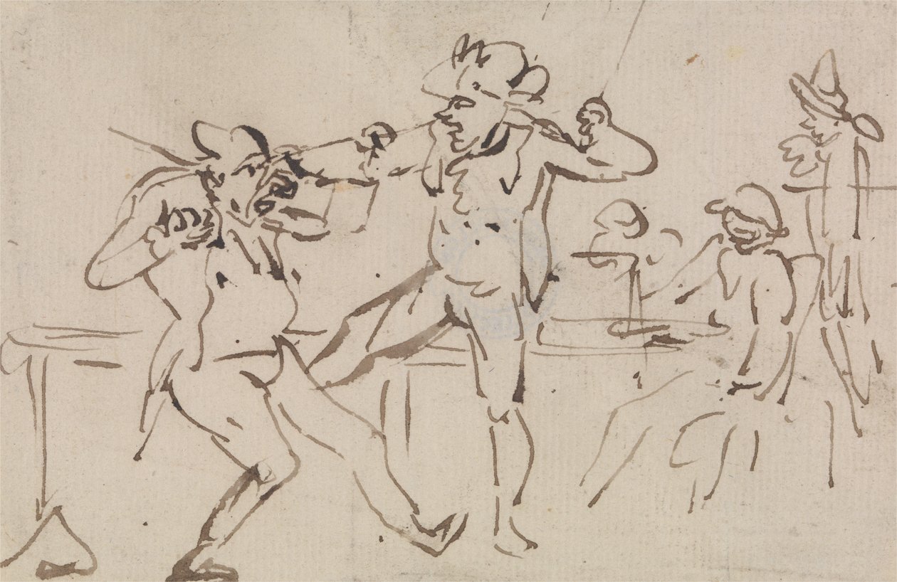 Ein ertappter Betrüger beim Verstecken von Karten (eine Studie) von Thomas Rowlandson