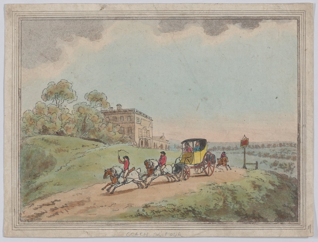 Eine Kutsche und vier aus, Rustikale Skizzen von Thomas Rowlandson