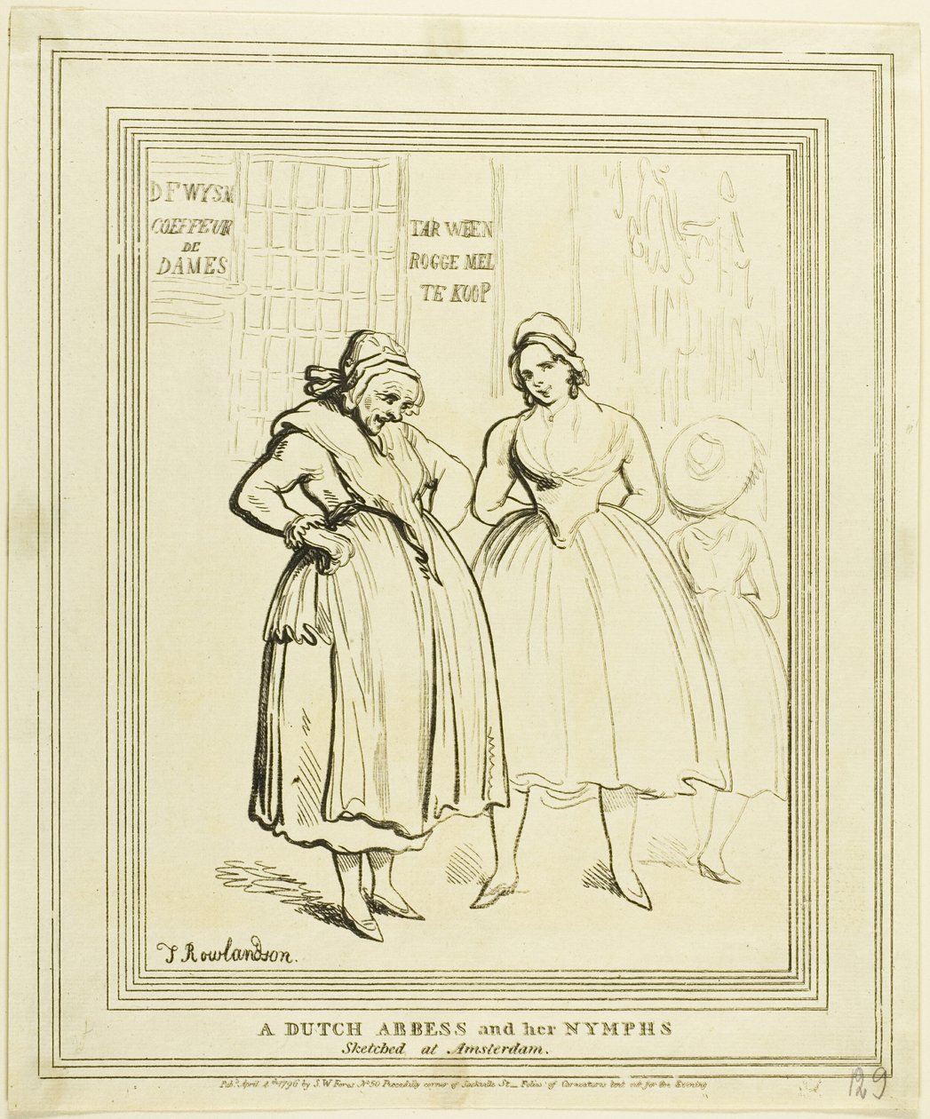 Eine niederländische Äbtissin und ihre Nymphen in Amsterdam skizziert von Thomas Rowlandson