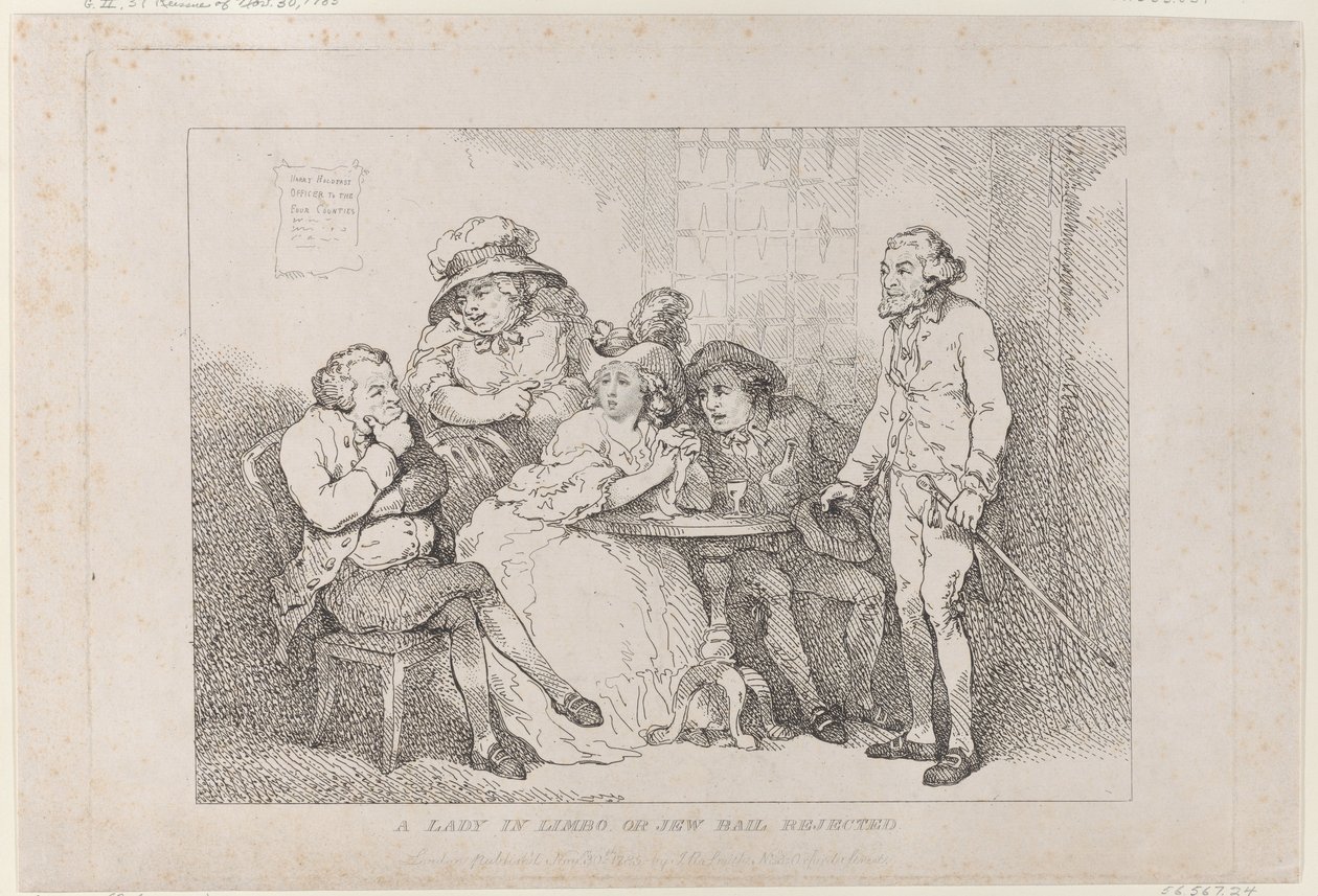 Eine Dame im Limbo, oder Jüdische Kaution abgelehnt von Thomas Rowlandson