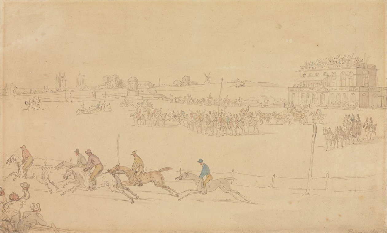 Ein Rennen auf dem Knavesmire in York von Thomas Rowlandson
