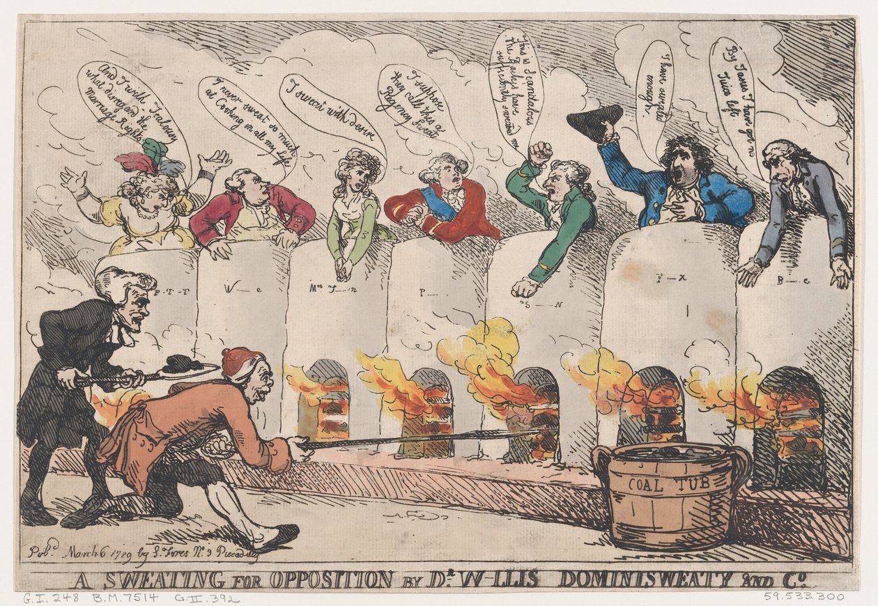 Ein Schwitzen für die Opposition von Dr. W-llis Dominisweaty und Co., 6. März 1789 von Thomas Rowlandson