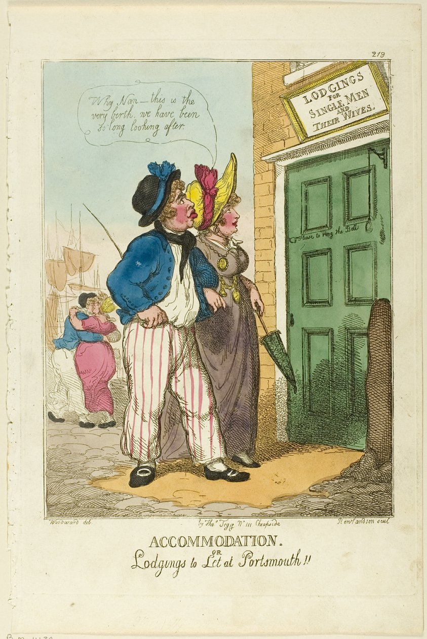 Unterkunft oder Zimmer zu vermieten in Portsmouth von Thomas Rowlandson
