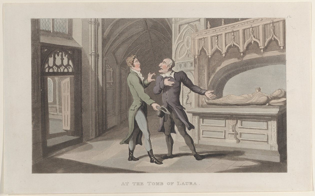 Am Grab von Laura, aus Journal of Sentimental Travels in the Southern Provinces of..., 1817-21 von Thomas Rowlandson