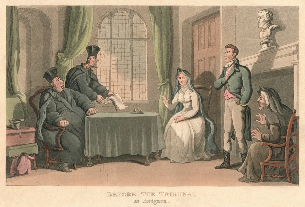 Vor dem Tribunal in Avignon, 1818 von Thomas Rowlandson