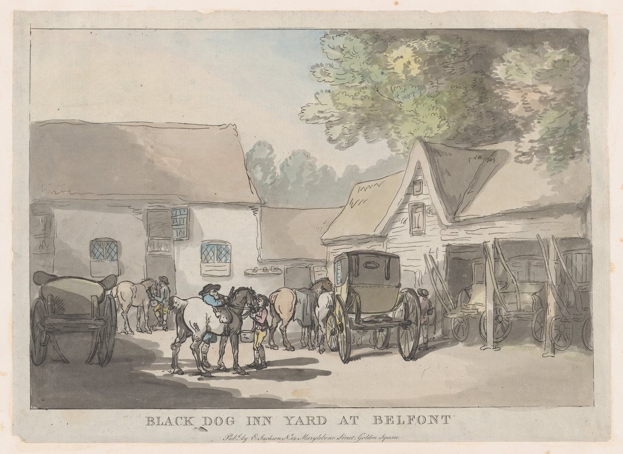 Black Dog Inn Yard in Belfont, 1785-87 von Thomas Rowlandson