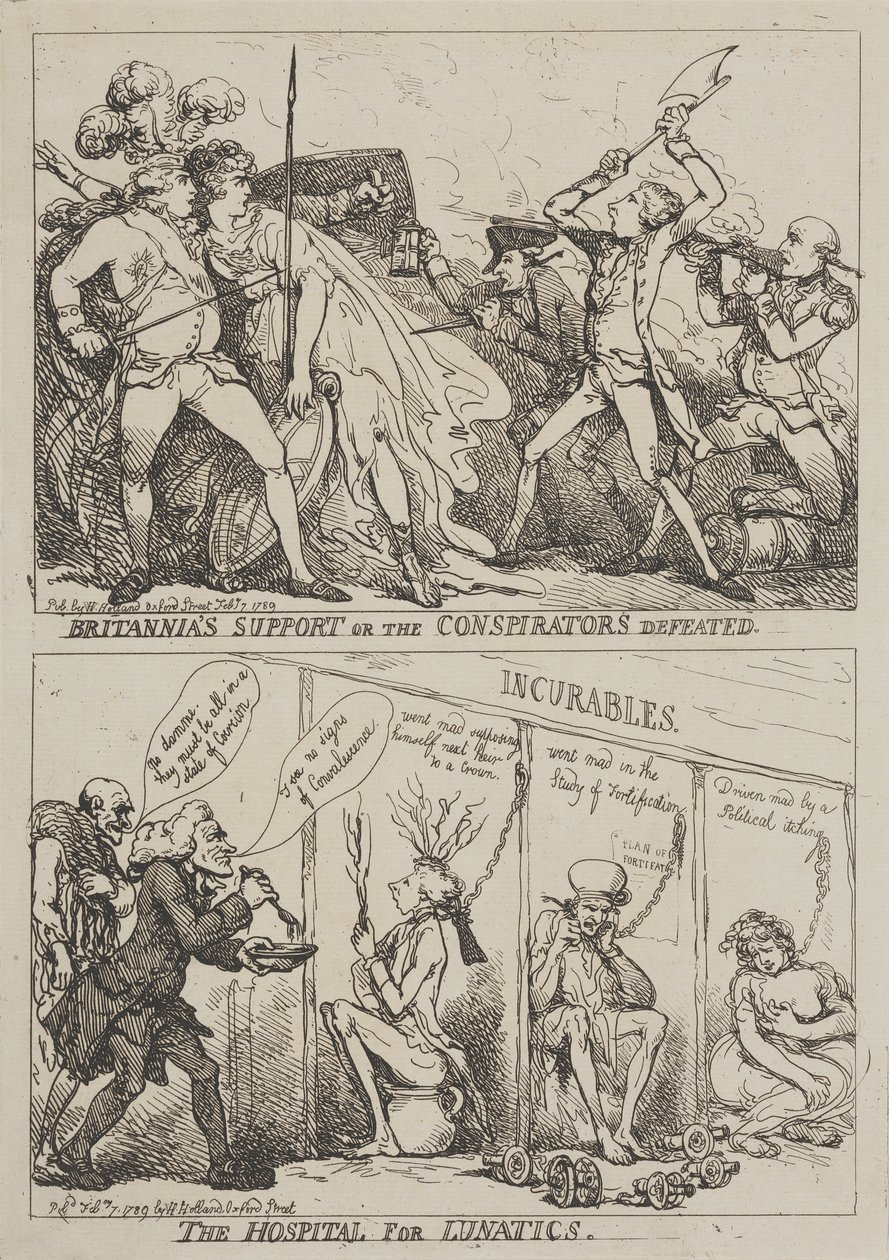 Britanniens Unterstützung oder die Verschwörer besiegt - Das Krankenhaus für Geisteskranke von Thomas Rowlandson