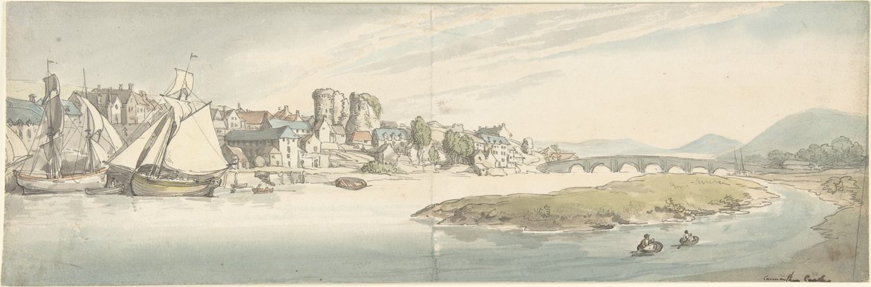 Carmarthen Castle, Wales von Thomas Rowlandson