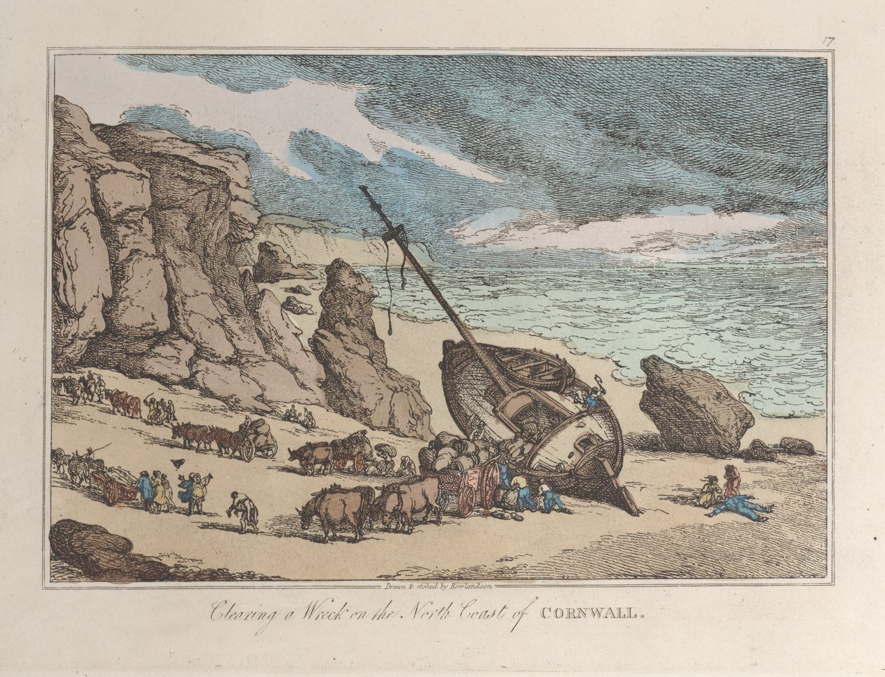 Bergung eines Wracks an der Nordküste von Cornwall, aus Skizzen aus der Natur, 1822 von Thomas Rowlandson