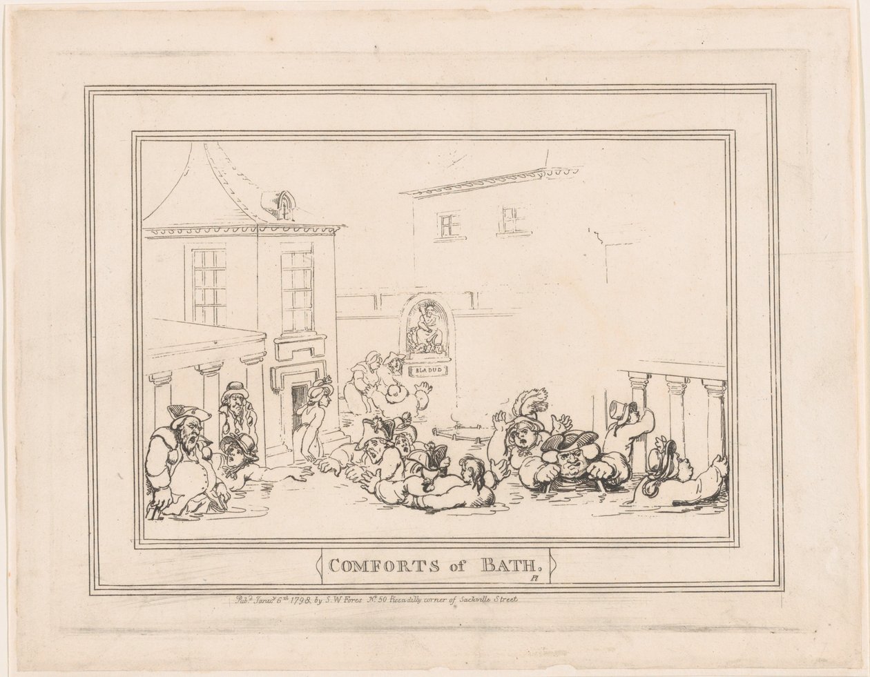 Komfort von Bath, Platte 7, 6. Januar 1798 von Thomas Rowlandson