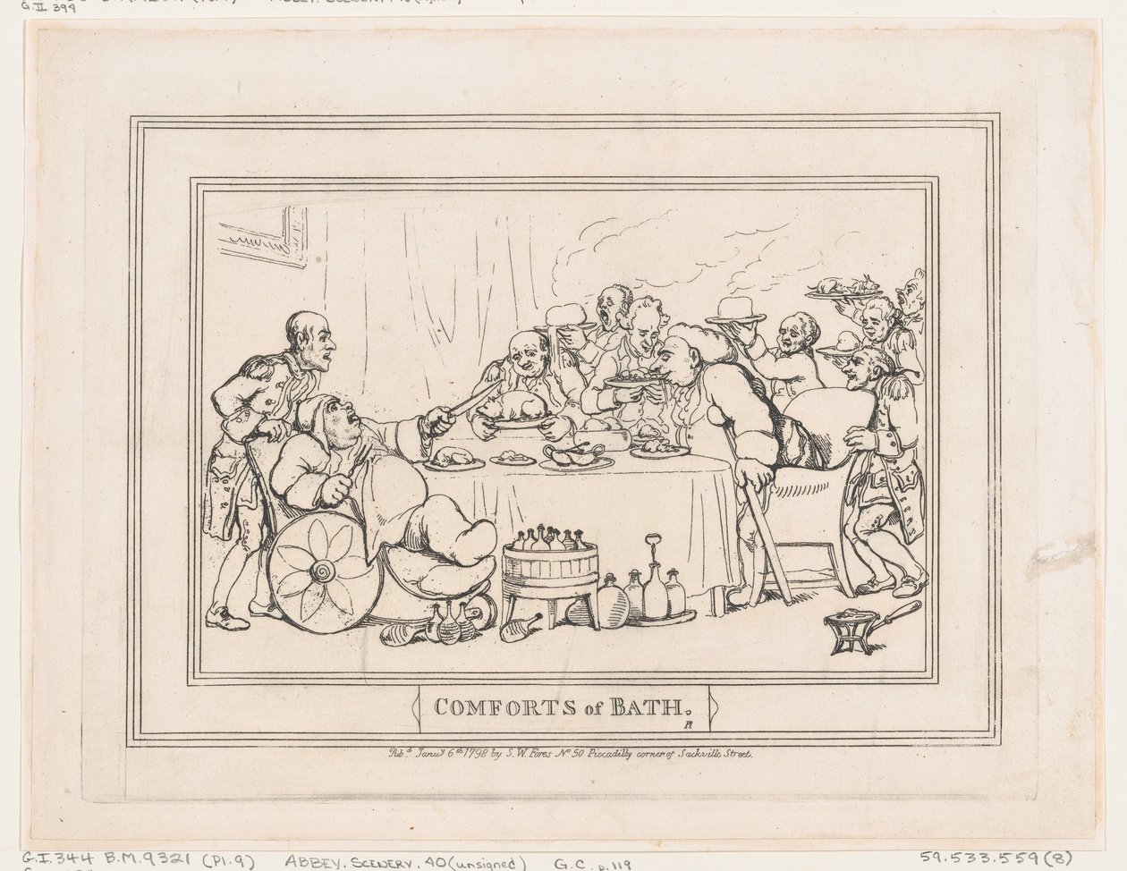 Komforts von Bath, Platte 9, 6. Januar 1798 von Thomas Rowlandson