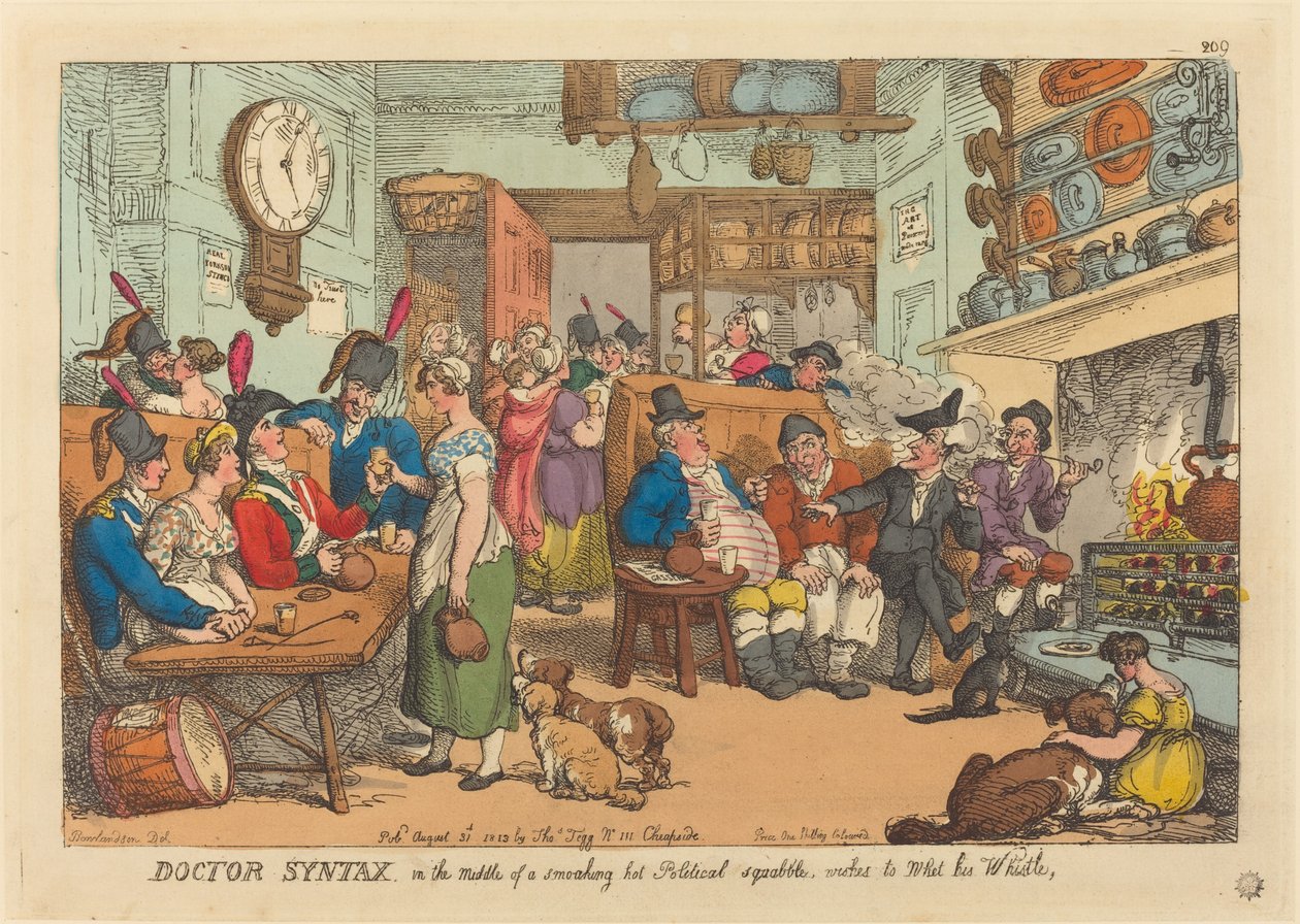 Doktor Syntax, mitten in einem heißen politischen Streit, möchte seinen Durst löschen von Thomas Rowlandson