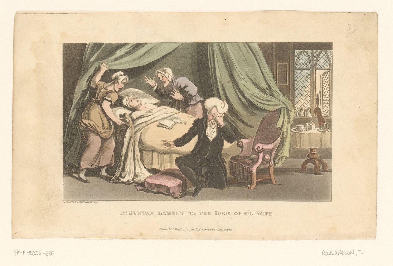 Doktor Syntax trauert um seine verstorbene Frau von Thomas Rowlandson